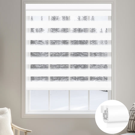 Kincmo No Drill Zebra Shades, Motorized 100% Blackout - Gentle