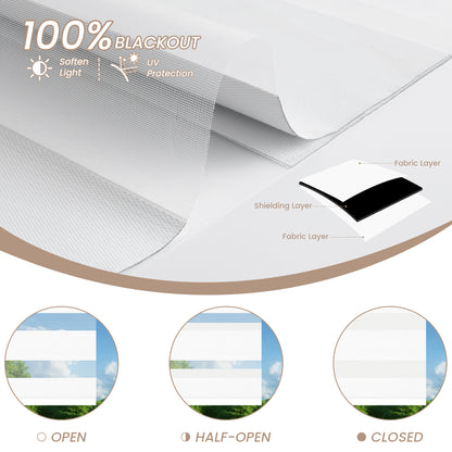 Kincmo No Drill Zebra Shades, Motorized 100% Blackout - Gentle