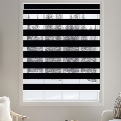 black motorized zebra shades