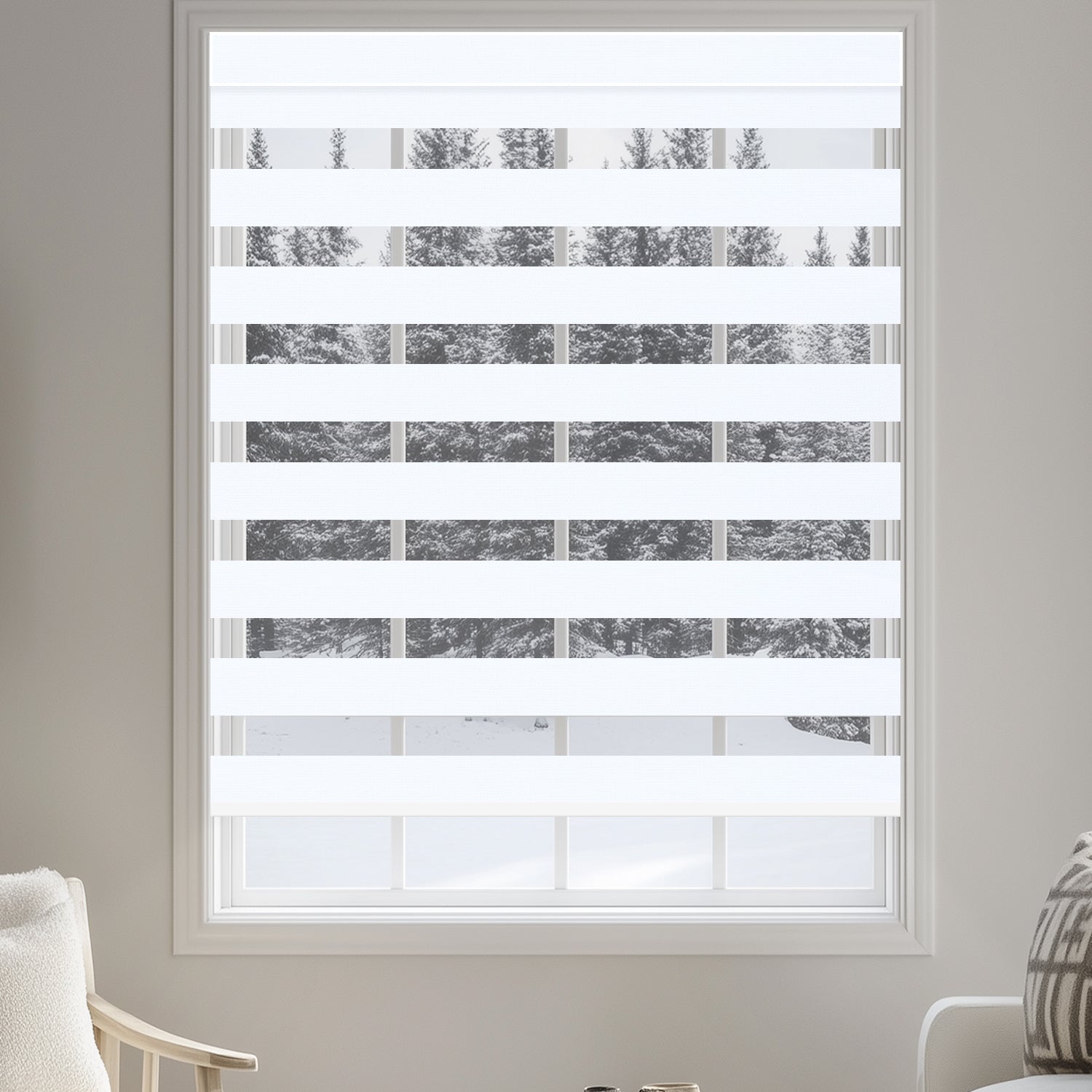 white zebra shades 100% blackout