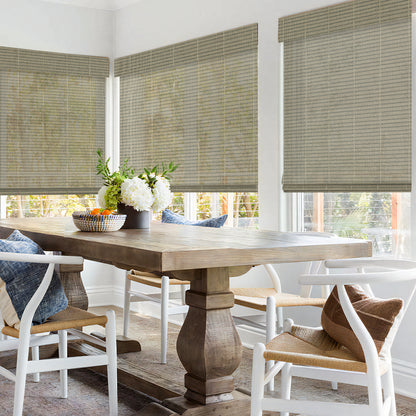 Kincmo Motorized Woven Wood Shades 50%/70%/100% Blackout - Organic Texture