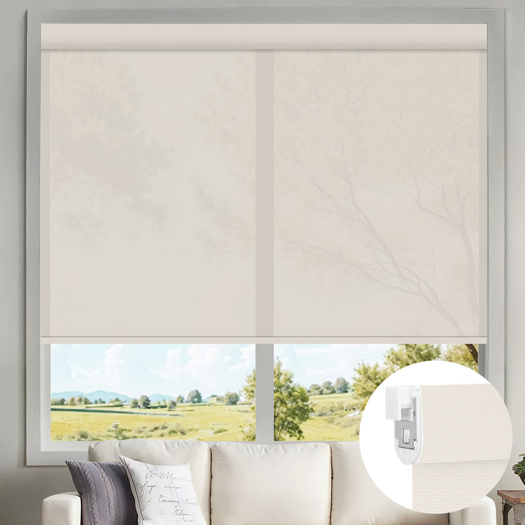 Kincmo No Drill Motorized Solar Shades, 0%/1%/3%/5% Openness For UV Protection