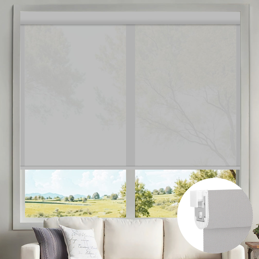 Kincmo No Drill Motorized Solar Shades, 0%/1%/3%/5% Openness For UV Protection