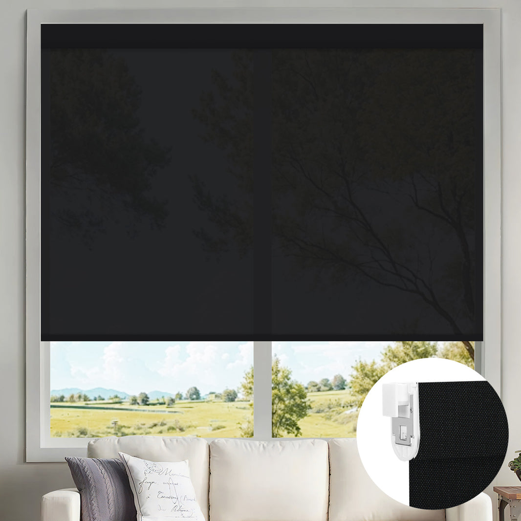 Kincmo No Drill Motorized Solar Shades, 0%/1%/3%/5% Openness For UV Protection