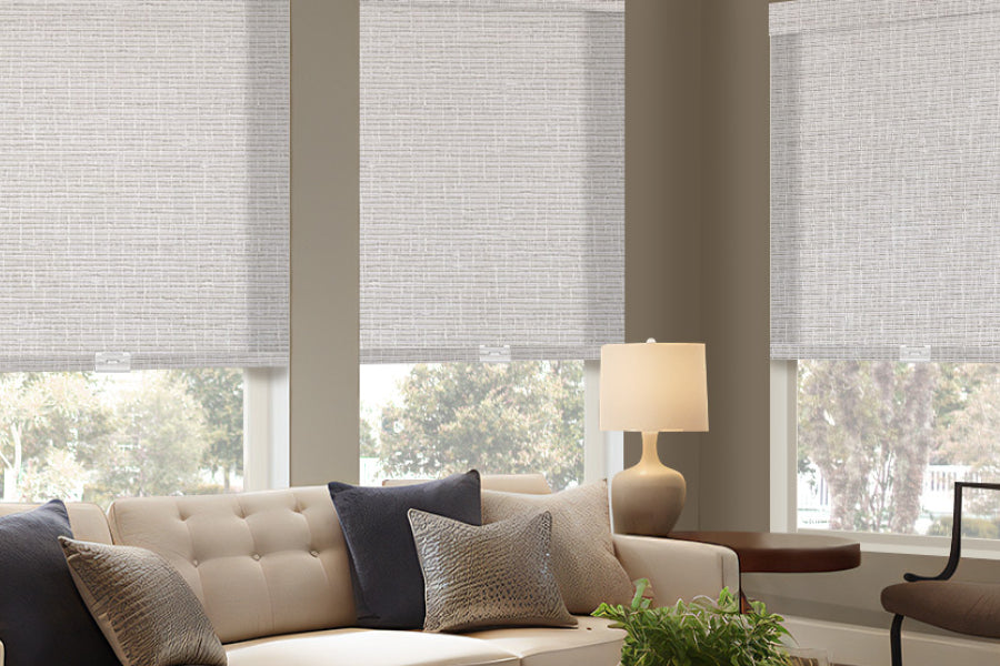 manual cordless blackout roller shades in living room