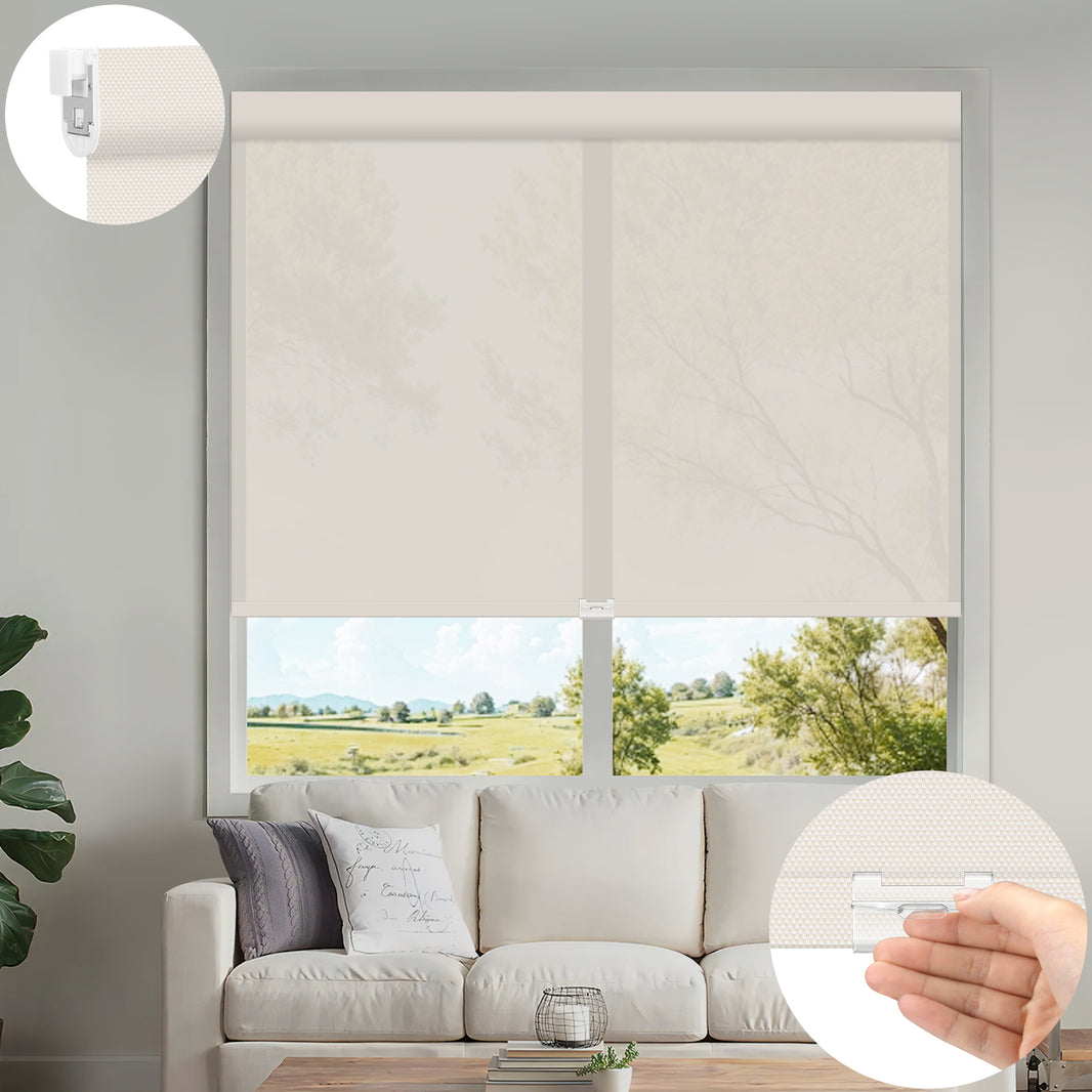 Kincmo No Drill Cordless UV Protection Solar Shades 0%/1%/3%/5% Openness