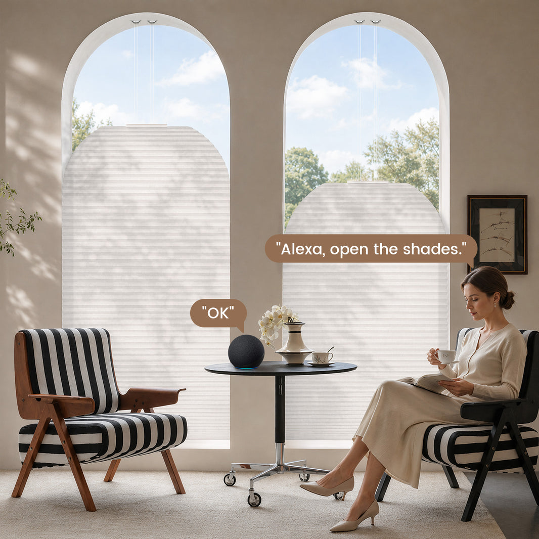 Kincmo Motorized Elongated Arched Cellular Shades