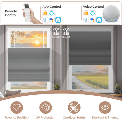 Kincmo Motorized 100% Blackout Top Down Bottom Up Cellular Shades | Double Cell