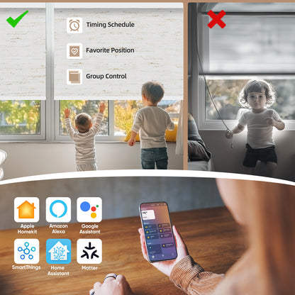 Kincmo Motorized Roller Shades 100% Blackout - Linen