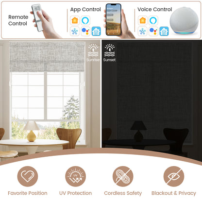 Kincmo Motorized Light Filtering Roller Shades 75% Blackout - Mist