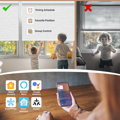 Kincmo Motorized Roller Shades 100% Blackout - Aqua Waves