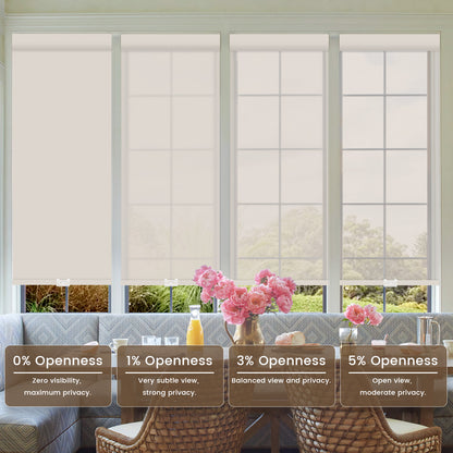 Kincmo Cordless UV Protection Solar Shades 0%/1%/3%/5% Openness