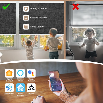 Kincmo Motorized Roller Shades 100% Blackout - Dual Sided