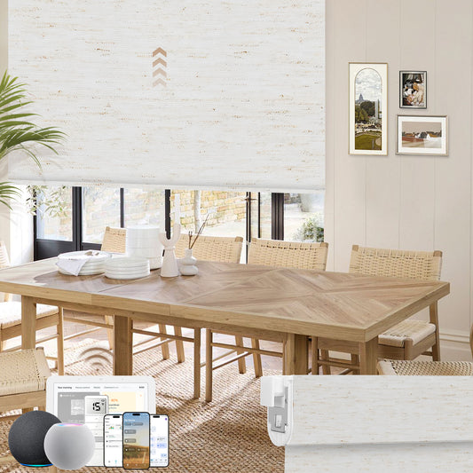 Kincmo No Drill Motorized 100% Blackout Roller Shades