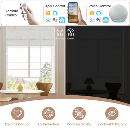 Kincmo Motorized Light Filtering Roller Shades 75% Blackout - Linen