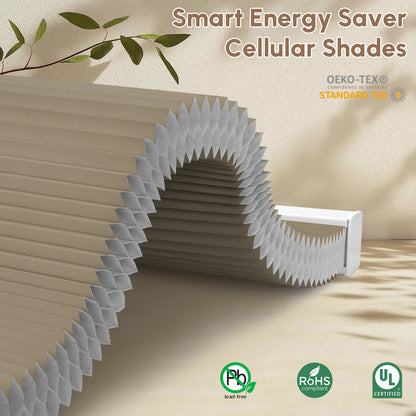 Kincmo Energy-Saving, 100% Blackout Motorized Double-Cell Cellular Shades