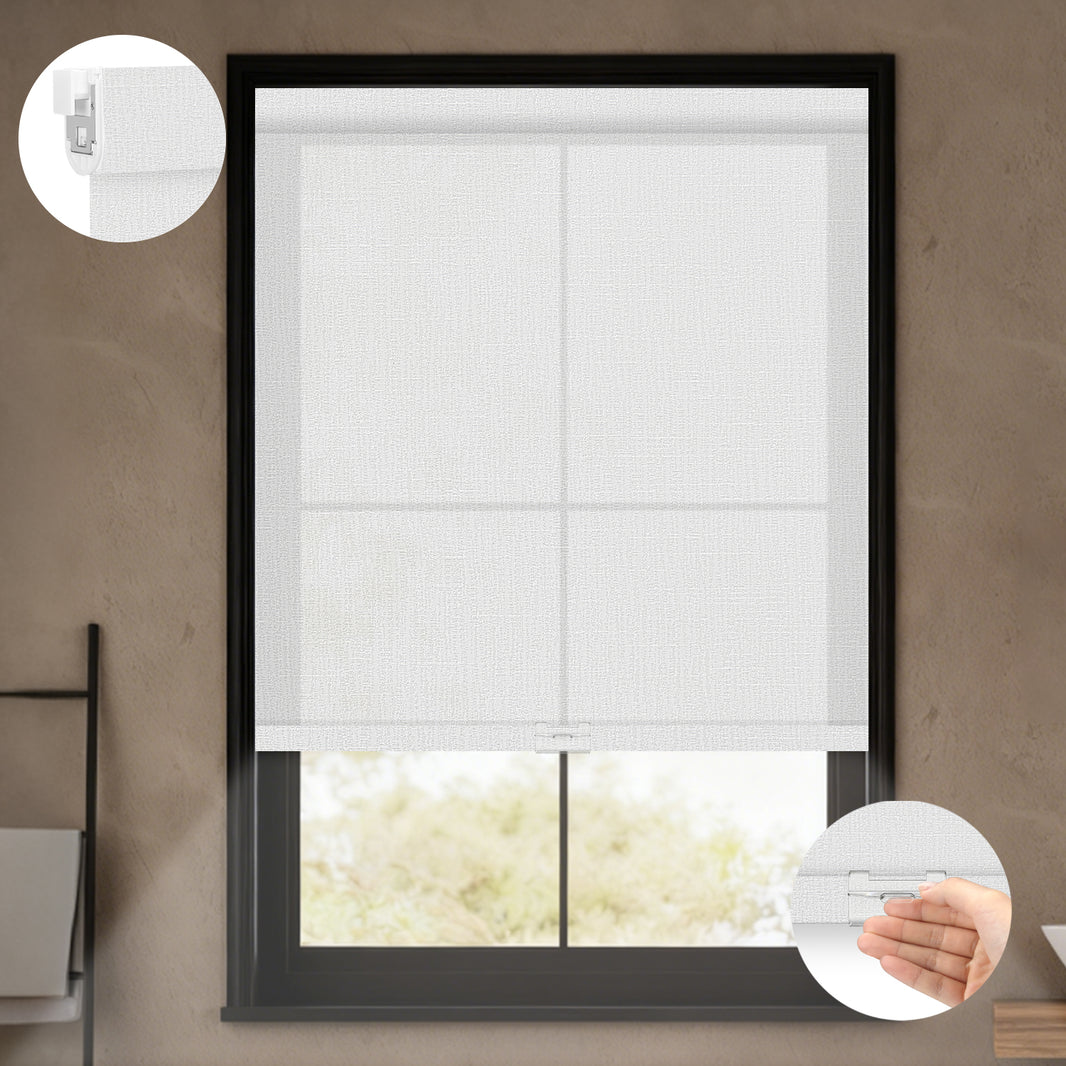 Kincmo No Drill Cordless Light Filtering Roller Shades 70% Blackout - Aurora