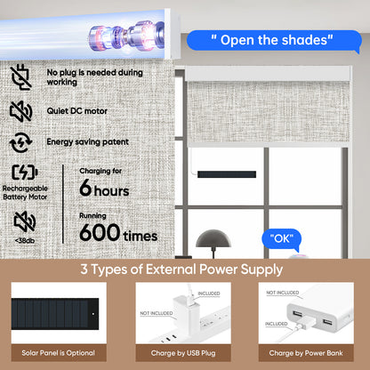 Kincmo Motorized Roller Shades 100% Blackout - Mist