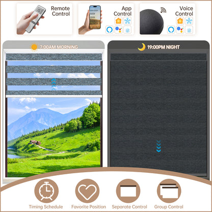 Kincmo Motorized Zebra Shades 60%/75% Blackout - Monet