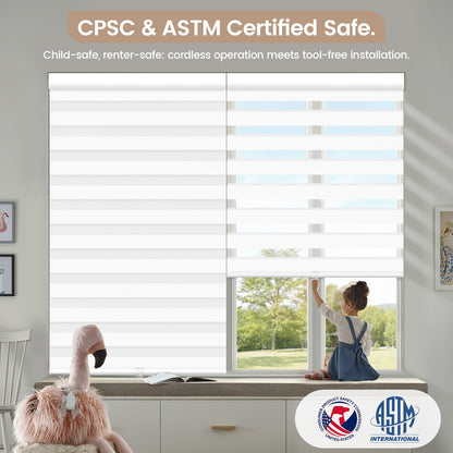 Kincmo No Drill Cordless Zebra Shades 100% Blackout - Gentle