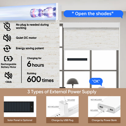 Kincmo Motorized Roller Shades 100% Blackout - Linen