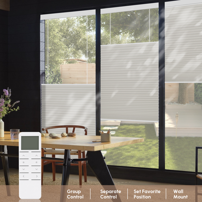 Kincmo No Drill Top Down Bottom Up Cellular Shades, Motorized Light Filtering