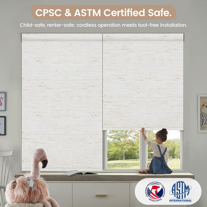 Kincmo No Drill Cordless Roller Shades 100% Blackout  - Linen