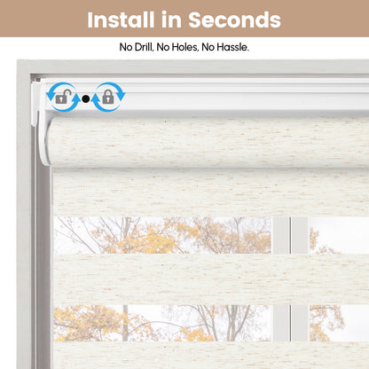 Kincmo No Drill Zebra Shades, Motorized 100% Blackout - Gentle