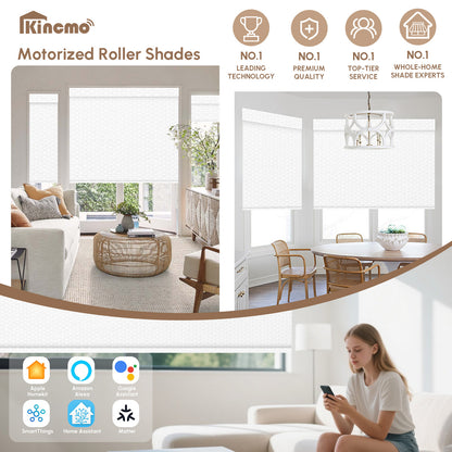 Kincmo No Drill Roller Shades, Motorized 100% Blackout - Groove