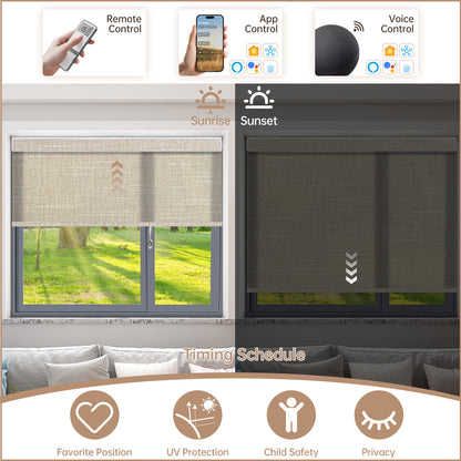 Kincmo Motorized Light Filtering Roller Shades 70% Blackout - Aurora