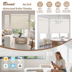 Kincmo No Drill Motorized 100% Blackout Roller Shades