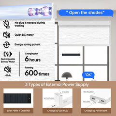 Kincmo No Drill Motorized Roller Shades 100% Blackout - Atlantic
