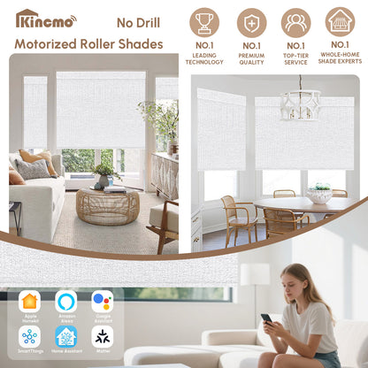 Kincmo No Drill Roller Shades, Motorized 100% Blackout - Starscape