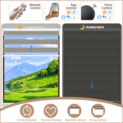 Kincmo Motorized Zebra Shades 100% Blackout - Gentle