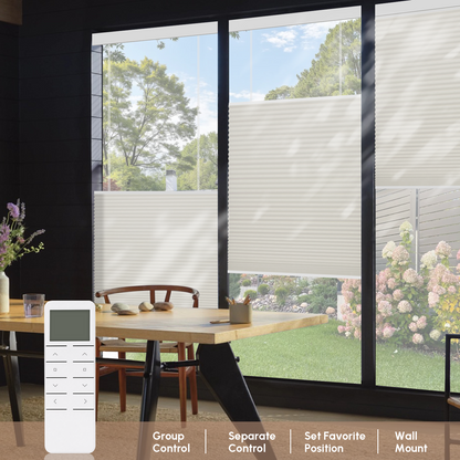 Kincmo No Drill Top Down Bottom Up Cellular Shades, Motorized Light Filtering | Double Cell