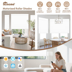 Kincmo Motorized Roller Shades 100% Blackout - WaterProof Vinyl