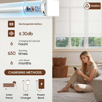 Kincmo Motorized Light Filtering Roller Shades 75% Blackout - Classic