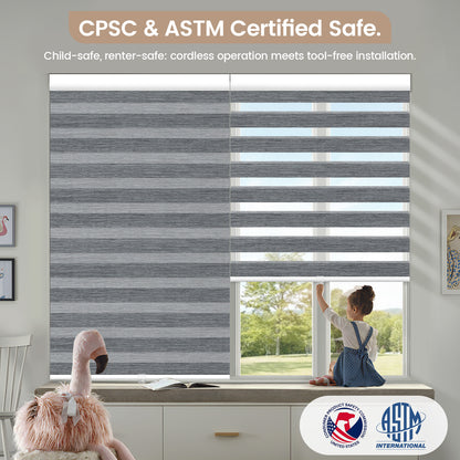 Kincmo No Drill Cordless Zebra Shades 70% Blackout - Galaxy