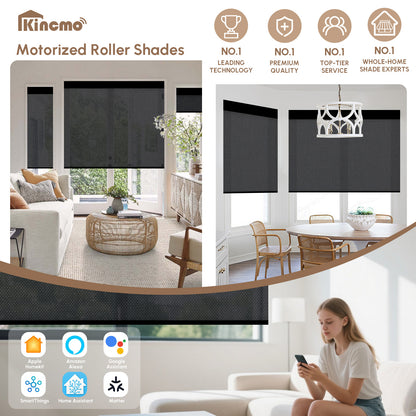 Kincmo Motorized UV Protection Solar Shades 1%/3%/5% Openness