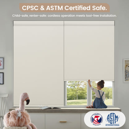 Kincmo No Drill Cordless Roller Shades 100% Blackout - Pure