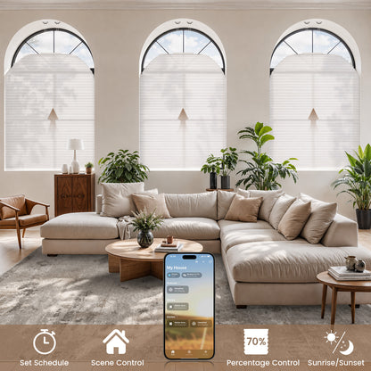 Kincmo Motorized Elongated Arched Cellular Shades