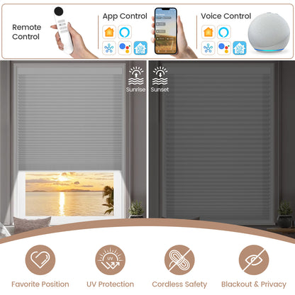 Kincmo Noise-Reducing, Light Filtering Motorized Cellular Shades | Double-Cell