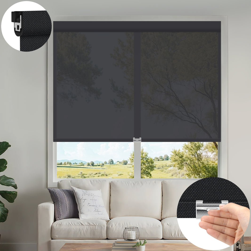 Kincmo No Drill Cordless UV Protection Solar Shades 0%/1%/3%/5% Openness