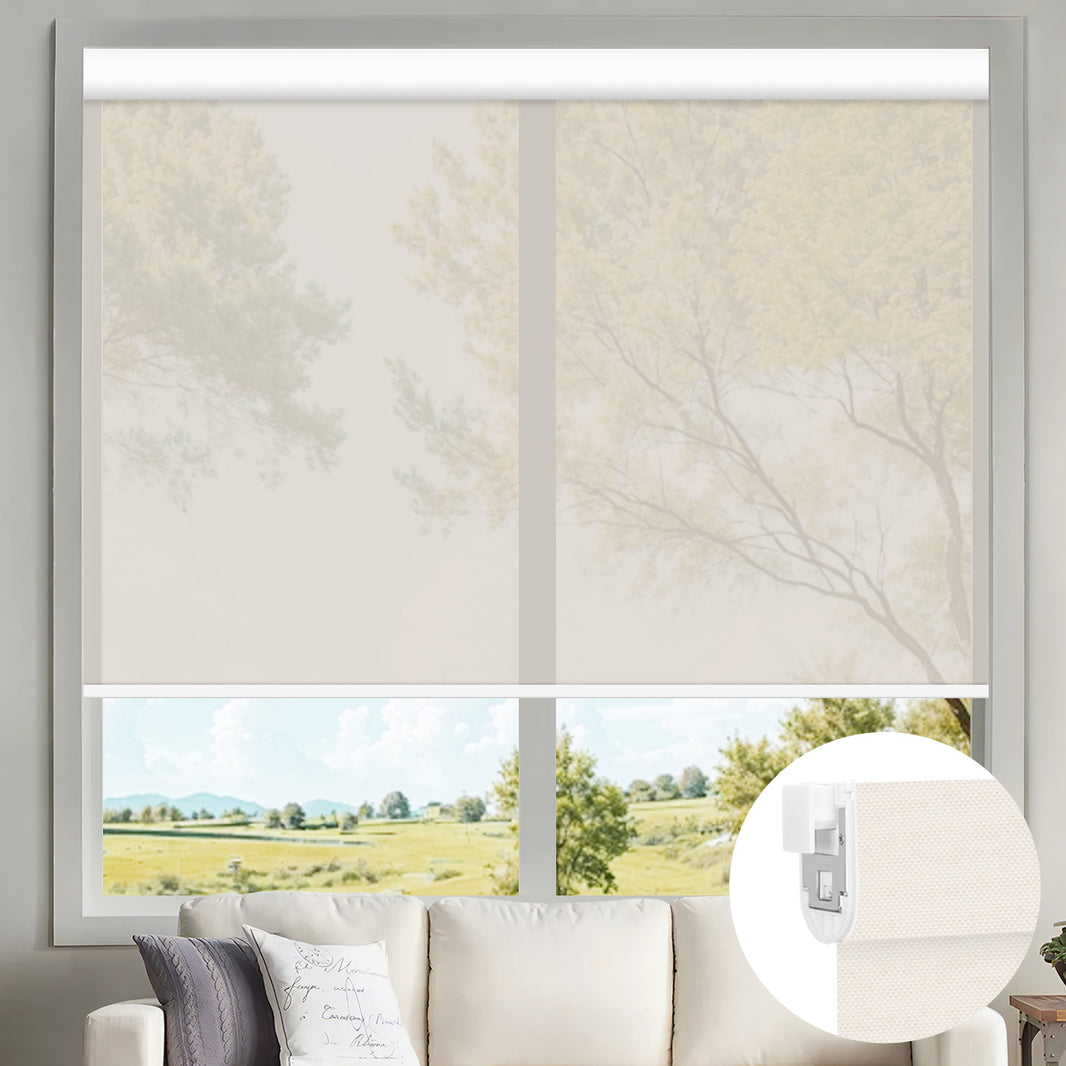 Kincmo No Drill Motorized Solar Shades, 0%/1%/3%/5% Openness For UV Protection