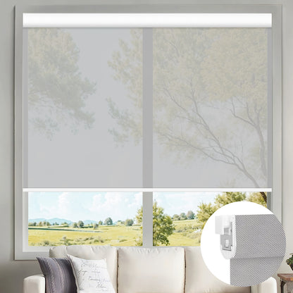 Kincmo No Drill Motorized Solar Shades, 0%/1%/3%/5% Openness For UV Protection