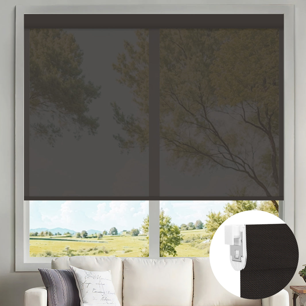 Kincmo No Drill Motorized Solar Shades, 0%/1%/3%/5% Openness For UV Protection