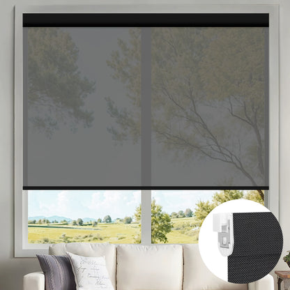 Kincmo No Drill Motorized Solar Shades, 0%/1%/3%/5% Openness For UV Protection