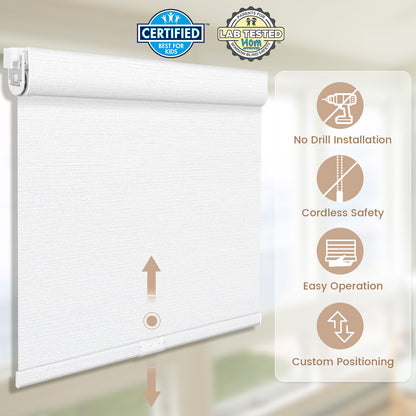Kincmo No Drill Cordless Roller Shades 100% Blackout - Elegant