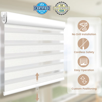 Kincmo No Drill Cordless Zebra Shades 60%/75% Blackout - Monet