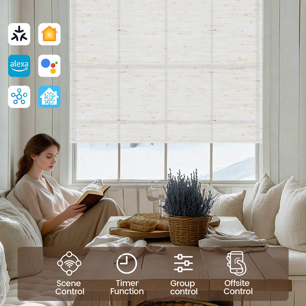 Kincmo Light Filtering Motorized Roller Shades - Small Size (Supports Order Width: 16"-115") - All Colors